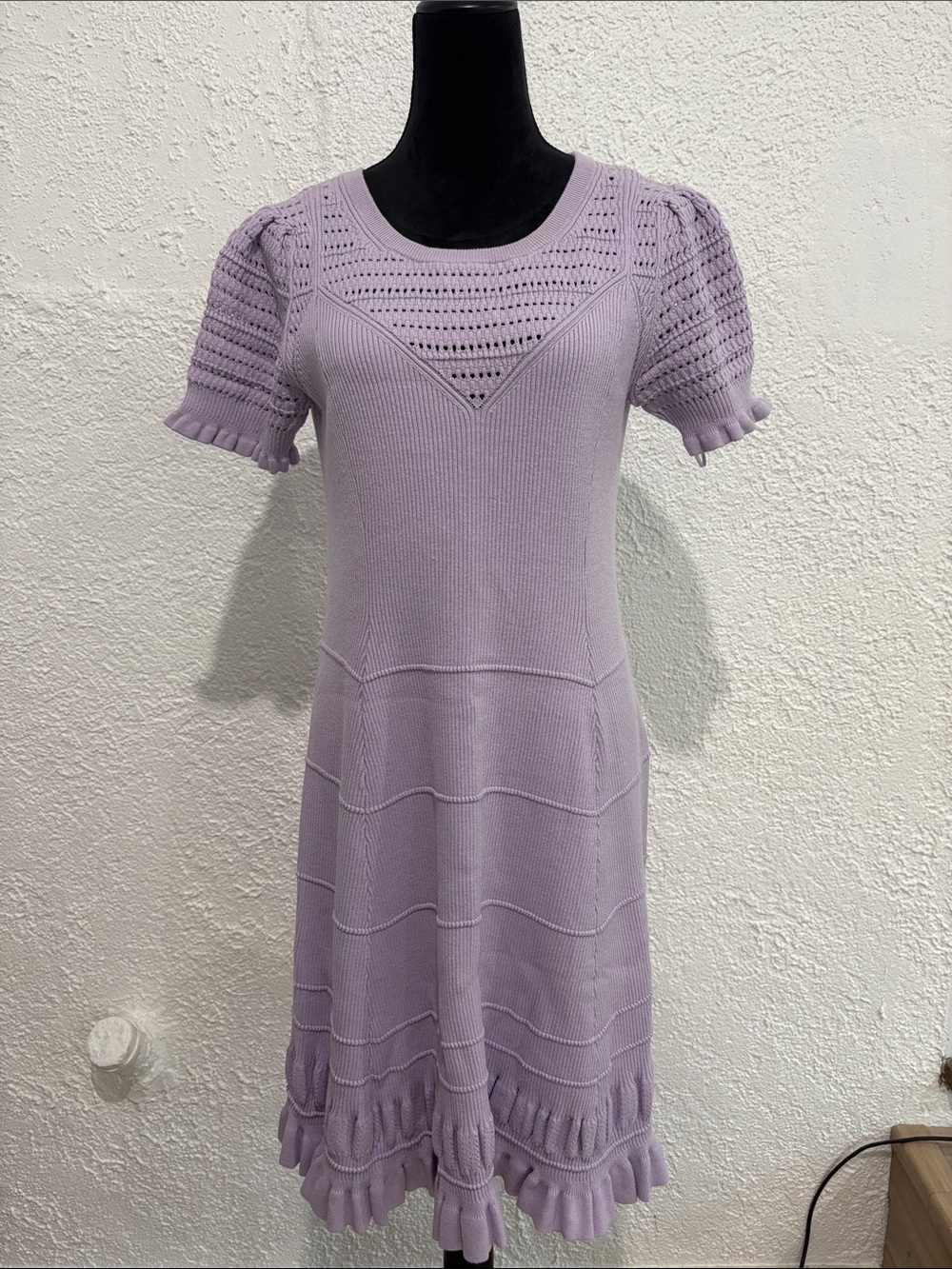 Anthropologie Maeve Lavender Scoop-Neck Knit Knee Length Dress Size Large - Picture 2 of 12
